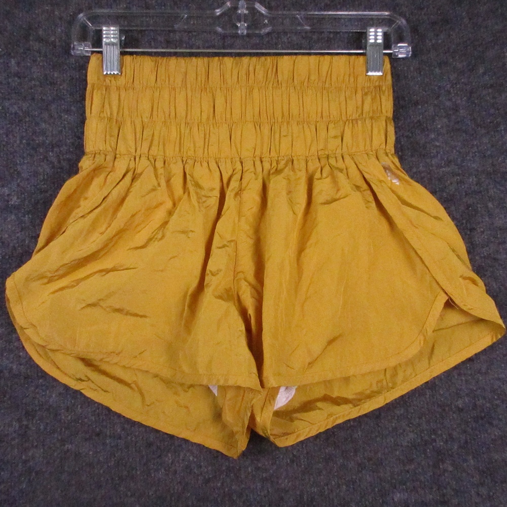 FP Movement Shorts Womens Small Yellow 2.5" High Rise Running Athletic Lined
